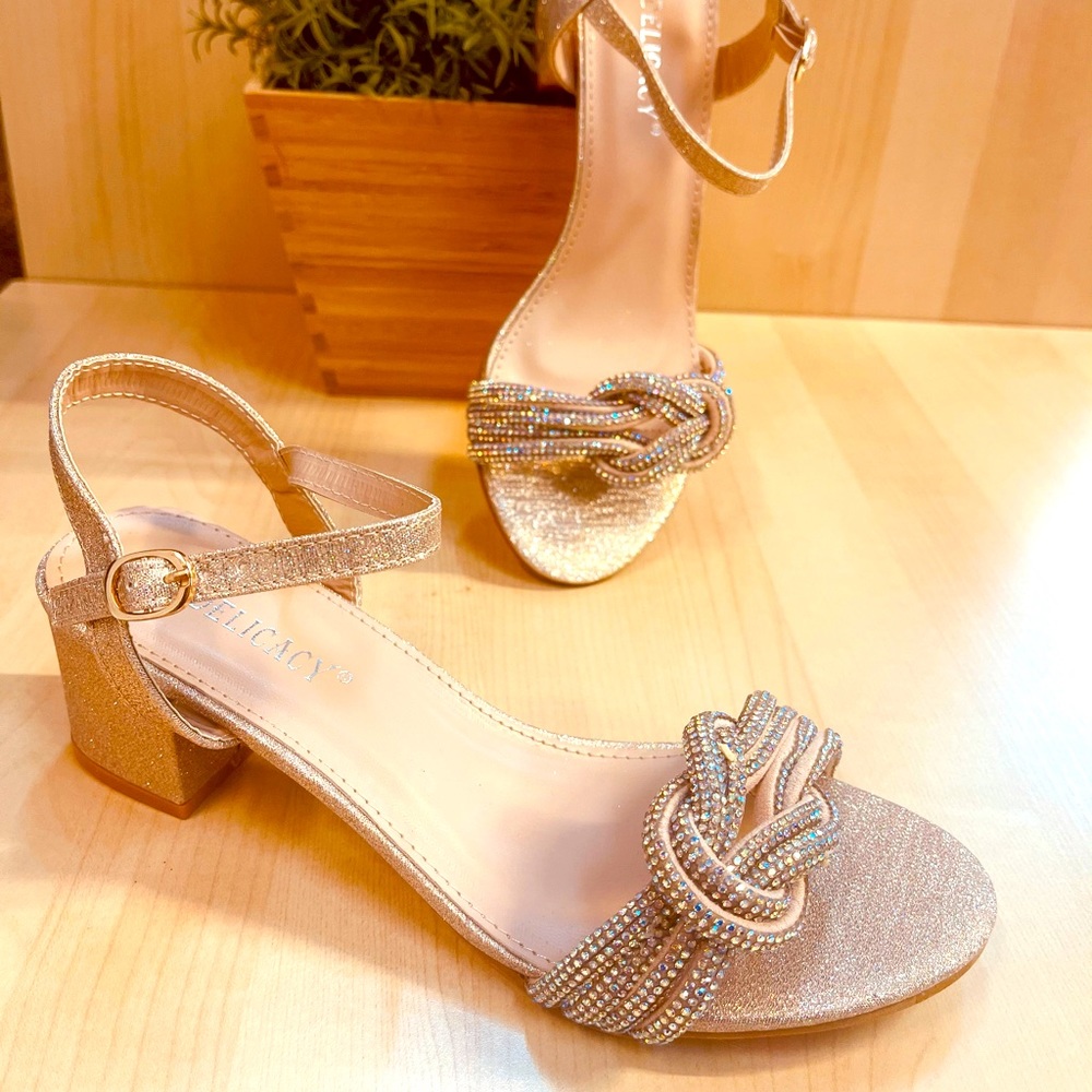Rose gold small heel rhinestones
